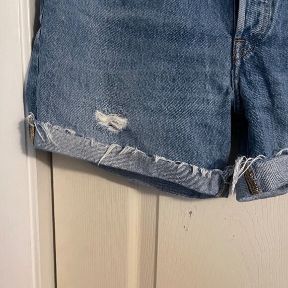 Levi's Womens Button Fly Distressed Cut Off Cuffed High Rise 501 Jean Shorts 27 - Picture 6 of 10